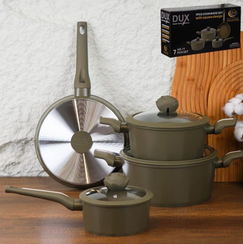 סט כלי בישול 7 חלקים של Tefal בצבע זית