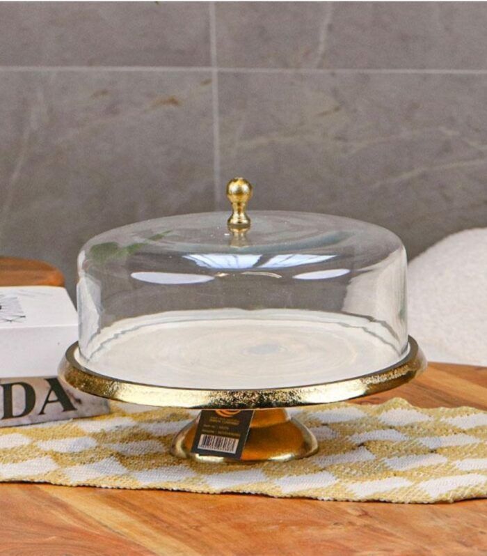 جاط كعك نحاس هندي بغطاء زجاج