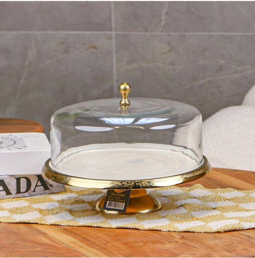 جاط كعك نحاس هندي بغطاء زجاج